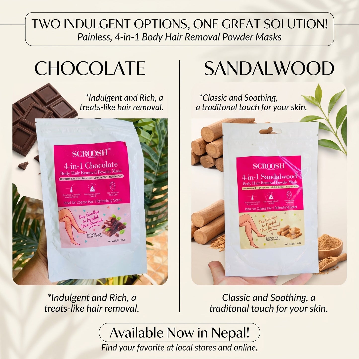 4-in-1 Bikini Hair Removal Wax Powder Mask - Two Different Flavors Available