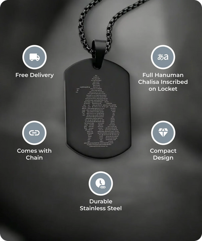 Black Hanuman Chalisha Pendant with Chain