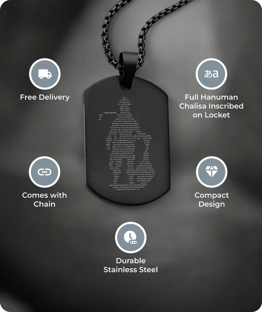 Black Hanuman Chalisha Pendant with Chain